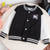 cheap Outerwear-Kids Girls&#039; Baseball Jacket Unicorn Active Button School Coat Outerwear 3-12 Years Fall Black Pink Blue