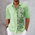 billiga linneskjortor för män-herrskjorta grafisk klocka kompass turndown grön khaki grå utomhus gata långärmad tryck kläder kläder mode streetwear designer casual