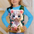 cheap Girl&#039;s 3D Animals-Girls&#039; 3D Floral Cartoon Cat T shirt Tee Long Sleeve 3D Print Summer Fall Active Fashion Cute Kids 3-12 Years Outdoor Casual Daily Regular Fit