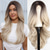 cheap Synthetic Trendy Wigs-Long Ombre Blonde mixed Brown Highlight Wavy Wig for WomenMiddle Part Curly Wavy Wig Natural Looking Synthetic Heat Resistant Fiber Wig for Daily Party Use 26IN