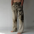 cheap Linen Pants-Men&#039;s Trousers Summer Pants Beach Pants Drawstring Elastic Waist 3D Print Geometric Pattern Graphic Prints Comfort Casual Daily Holiday Ethnic Style Retro Vintage Green Khaki