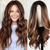 cheap Synthetic Trendy Wigs-Long Ombre Blonde mixed Brown Highlight Wavy Wig for WomenMiddle Part Curly Wavy Wig Natural Looking Synthetic Heat Resistant Fiber Wig for Daily Party Use 26IN