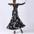 cheap Ballroom Dancewear-Ballroom Dance Dress Printing Splicing Women&#039;s Performance Party Long Sleeve Crystal Cotton Mesh