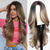 cheap Synthetic Trendy Wigs-Long Ombre Blonde mixed Brown Highlight Wavy Wig for WomenMiddle Part Curly Wavy Wig Natural Looking Synthetic Heat Resistant Fiber Wig for Daily Party Use 26IN