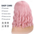cheap Synthetic Trendy Wigs-Pink Wig with Bangs Short Wavy Pink Wigs for Women Bob Wig 14 Inch Shoulder Length Middle Part Pastel Wig Curly Synthetic Colored Wigs for Girls Daily Cosplay Party Use