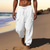 cheap Linen Pants-Men&#039;s Joggers Linen Pants Trousers Summer Pants Beach Pants Drawstring Elastic Waist Multi Pocket Plain Comfort Breathable Casual Daily Holiday Fashion Classic Style Black White