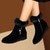 baratos Botas de neve e inverno-botins femininos pretos com acabamento em pele sintética - design elegante, ajuste confortável, forro quente, perfeitos para passeios casuais de inverno e uso diário