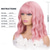 cheap Synthetic Trendy Wigs-Pink Wig with Bangs Short Wavy Pink Wigs for Women Bob Wig 14 Inch Shoulder Length Middle Part Pastel Wig Curly Synthetic Colored Wigs for Girls Daily Cosplay Party Use