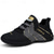 cheap Men&#039;s Sneakers-Men&#039;s Black and Gray Athletic Sneakers with Gold Accents, Lightweight Running Shoes for Training and Casual Wear