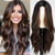 cheap Synthetic Trendy Wigs-Long Ombre Blonde mixed Brown Highlight Wavy Wig for WomenMiddle Part Curly Wavy Wig Natural Looking Synthetic Heat Resistant Fiber Wig for Daily Party Use 26IN