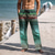billige bukser med tryk-Herre Bukser Sommerbukser Strandbukser Snørelukning Elastisk Talje 3D-udskrivning Farveblok Hældning Geometri Komfort Afslappet Daglig Ferie Gade Hawaiiansk Blå Grøn