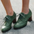 cheap 1930s-Women&#039;s Green Brogue Oxford Heels - Vintage Lace-Up Leather Shoes with Chunky Heel for Office and Casual Wear