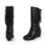 halpa Slouch Boots-Naisten mustat puolikorkeat kiilakorkoiset saappaat, pehmeää keinonahkaa, sivuvetoketjulla, tyylikkäät ja mukavat jokapäiväiseen käyttöön.