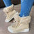 abordables Botas de nieve e invierno-Zapatillas altas con forro de piel sintética de color rosa para mujer: zapatos casuales de invierno cálidos y acogedores