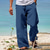 ieftine pantaloni casual-Bărbați Pantaloni de in Pantaloni Pantaloni de vară Pantaloni de plajă Cordon Talie elastică Picior drept Simplu Confort Casual Zilnic Concediu Șic Stradă Hawaiană Alb Albastru piscină
