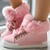 abordables Botas de nieve e invierno-Zapatillas altas con forro de piel sintética de color rosa para mujer: zapatos casuales de invierno cálidos y acogedores