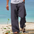 ieftine pantaloni casual-Bărbați Pantaloni de in Pantaloni Pantaloni de vară Pantaloni de plajă Cordon Talie elastică Picior drept Simplu Confort Casual Zilnic Concediu Șic Stradă Hawaiană Alb Albastru piscină