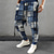 cheap Graphic Sweatpants-Plaid Geometry Casual Men&#039;s 3D Print Sweatpants Joggers Pants Trousers Outdoor Street Casual Daily Polyester Navy Blue Royal Blue Blue S M L Mid Waist Elasticity Pants