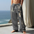 cheap Casual Pants-Mens Graphic Linen Trousers Summer Beach Drawstring Elastic Waist 3D Print Color Block Prints Comfort Casual Daily Holiday 20% Unanswerable Hippie Grey All Seeing Eye