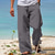 cheap Linen Pants-Men&#039;s Linen Pants Trousers Summer Pants Beach Pants Drawstring Elastic Waist Straight Leg Plain Comfort Casual Daily Holiday Streetwear Hawaiian White Blue