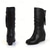 halpa Slouch Boots-Naisten mustat puolikorkeat kiilakorkoiset saappaat, pehmeää keinonahkaa, sivuvetoketjulla, tyylikkäät ja mukavat jokapäiväiseen käyttöön.