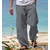 abordables pantalons décontractés-Homme Pantalon en lin Pantalon pantalon été Pantalon de plage Cordon Taille elastique Jambe droite Plein Confort Yoga du quotidien Mode Vêtement de rue Bleu marine Noir