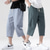 cheap Classic-Men&#039;s Shorts Linen Shorts Summer Shorts Beach Shorts Capri Pants Drawstring Elastic Waist Plain Calf-Length Sports Outdoor Streetwear Linen / Cotton Blend Casual Lake blue Black