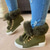 abordables Botas de nieve e invierno-Zapatillas altas con forro de piel sintética de color rosa para mujer: zapatos casuales de invierno cálidos y acogedores