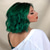 cheap Party Wigs-Green Wigs Dark Green Wavy Bob Wig with Curtain Bangs Synthetic Short for Women(Green)