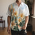 billige Skjorter med tryk til mænd-Blomstret Afslappet Herre Skjorte Påske Efterår Cubansk krave Kort Ærme Hvid, Lyserød, Blå S, M, L 4-vejs strækstof Skjorte