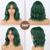 cheap Party Wigs-Green Wigs Dark Green Wavy Bob Wig with Curtain Bangs Synthetic Short for Women(Green)