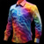 cheap Men&#039;s Printed Shirts-Rainbow Colorful Gradual Casual Men&#039;s Shirt Outdoor Street Casual Daily Fall &amp; Winter Turndown Long Sleeve Purple Orange S M L Shirt