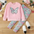 ieftine Desen animat 3D al fetei-Fete 3D Leopard Fluture Set hanorac și jambiere Set Roz Manșon Lung Tipărire 3D Toamnă Iarnă Activ Modă Zilnic Copii 3-12 ani Stil Nautic În aer liber Vacanță Dată Fit regulat
