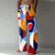 baratos calças casuais gráficas-Bloco de cor Colorido Casual Homens Impressão 3D Calças Ao ar livre Rua Para Noite Poliéster Laranja S M L Cintura Média Elasticidade Calça