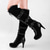 abordables Barroco &amp; Declaración-Botas góticas con cordones por encima de la rodilla para mujer: tacones lolita de terciopelo negro con lazos de satén para Halloween, cosplay y fiestas de inspiración vintage.