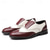 cheap Formal-Men’s White and Burgundy Wingtip Oxford Brogue Shoes, Gatsby-Inspired Glossy Leather Spectator Dress Shoes for 1920s Jazz Party, Vintage Wedding, and Themed Formal Events