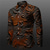 cheap Men&#039;s Printed Shirts-Embossed Relief Pattern Vintage Men&#039;s Shirt Outdoor Street Casual Daily Fall &amp; Winter Turndown Long Sleeve Orange Gray S M L Shirt