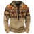 cheap Graphic Hoodies-Buffalo Print Hoodie Mens Graphic Color Block Tribal Prints Daily Ethnic Casual 3D Zip Holiday Going Out Streetwear Hoodies Bronze Dark Green Orange Long Native American Brown Cotton