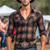 cheap Men&#039;s Casual Shirts-Plaid Vintage western style Men&#039;s Shirt Daily Wear Going out Weekend Fall &amp; Winter Turndown Long Sleeve Black, Burgundy, Khaki S, M, L 4-Way Stretch Fabric Shirt