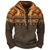cheap Graphic Hoodies-Buffalo Print Hoodie Mens Graphic Color Block Tribal Prints Daily Ethnic Casual 3D Zip Holiday Going Out Streetwear Hoodies Bronze Dark Green Orange Long Native American Brown Cotton