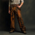 abordables pantalon décontracté graphique-Rampe de dégradé Cowboy Rétro Vintage Homme Impression 3D Pantalon Extérieur Plein Air Travail Polyester Marron S M L Taille haute Élasticité Pantalon