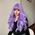 abordables Perruques Synthétiques Sans Bonnet-Perruques synthétiques body wave violettes avec frange pour femmes, cheveux longs bouclés pour cosplay filles et femmes, perruque de fête ou d&#039;usage quotidien