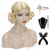 preiswerte Historische Perücken-Wellenperücke Frauen Schwarz 1920er Vintage Flapper Perücke Damen Rockabilly Kurze Lockige Perücke Karneval Party Cosplay Kostüm Synthetisches Haar Halloween Perücken