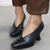 billiga Block Heels-gröna klackpumpar i konstläder för kvinnor – minimalistisk retrostil för arbete, fester och vardagskläder