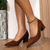 cheap Block Heels-Women&#039;s Black Suede Block Heel Pumps with V-Cut Design – Elegant and Comfortable for Work