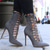 cheap Vintage Boots-Women&#039;s Grey Suede Lace-Up Stiletto Ankle Boots – Elegant Pointed Toe High Heels for Parties and Formal Events