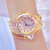 abordables Relojes de Cuarzo-Reloj de pulsera reloj de cuarzo para mujer cristal de diamante completo cuarzo analógico brillo moda lujo bling pulsera de diamantes de imitación acero inoxidable