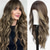 cheap Synthetic Trendy Wigs-Ombre Blonde Wigs with Bangs Long Curly Wig for Women Blonde Long Wavy Wig Synthetic Hair Wig for Party Cosplay Daily Use 24IN