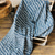 billige hjem-blå plaid stil linned tæppe med frynser til sofa/seng/sofa/gave, naturlig vasket hør ensfarvet blød åndbar hyggelig bondegård boho boligindretning