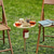 preiswerte Barausstattung-Weintisch im Freien, runder klappbarer Weintisch, Picknick-Campingtisch aus Holz, Strandtisch, Champagner-Picknicktisch für draußen, Park, Rasen, Strand, Picknick, Weinglashalter, Reisen